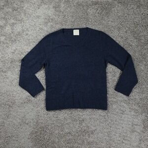 Billy Reid Sweater Mens XXL Rib V Neck Blue 100% Cashmere